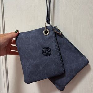 Christian Lacroix Indigo Denim Slim Double Pouch Wristlet